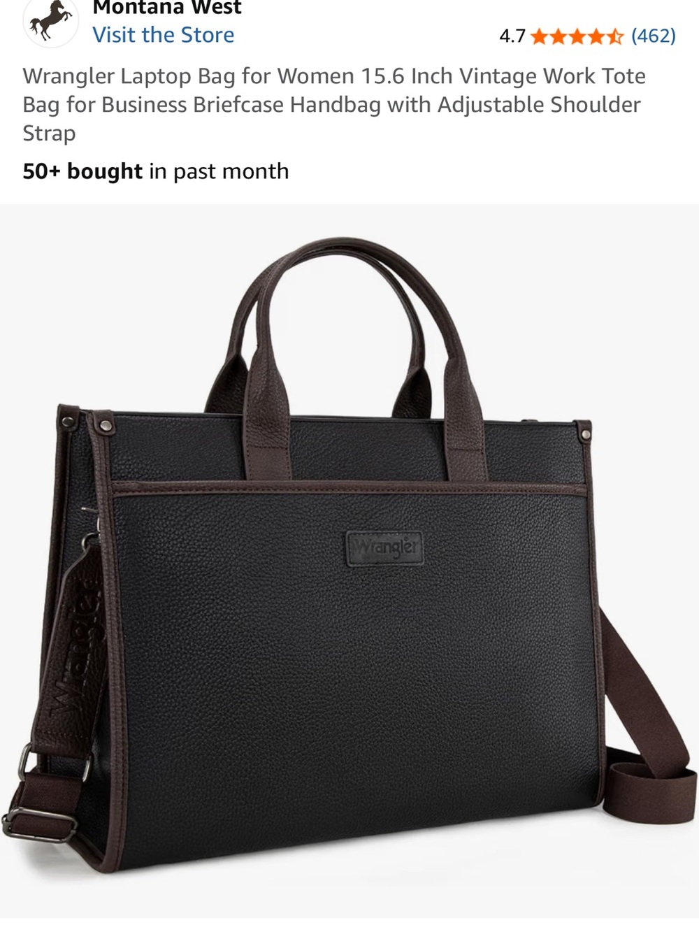 Wrangler Black and Brown Men's Laptop Briefcase Tote